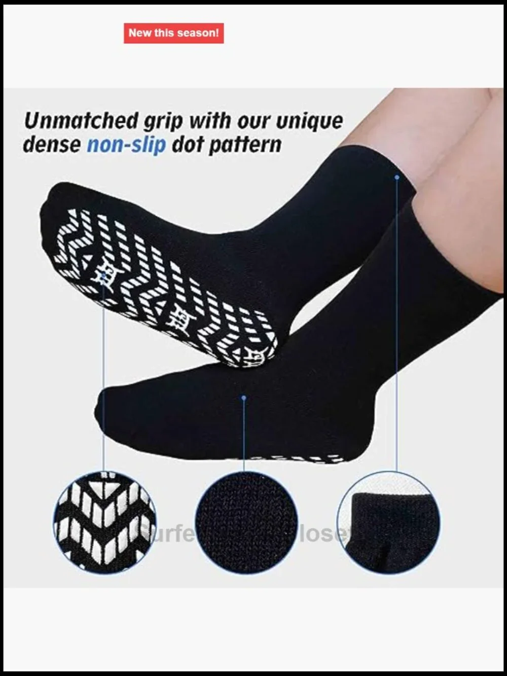 Non Slip Grip Socks for Men Fall Prevention Hospital Seniors 9-15